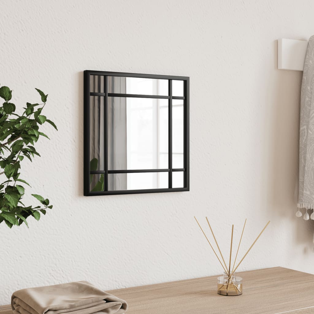 Wall Mirror Black Rectangle Iron